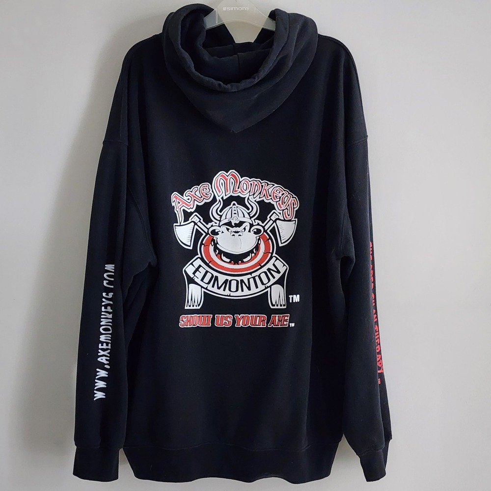 Axe Monkeys Rage Room Hoodie Mens 2XL Black Edmonton Graphic Streetwear Edgy